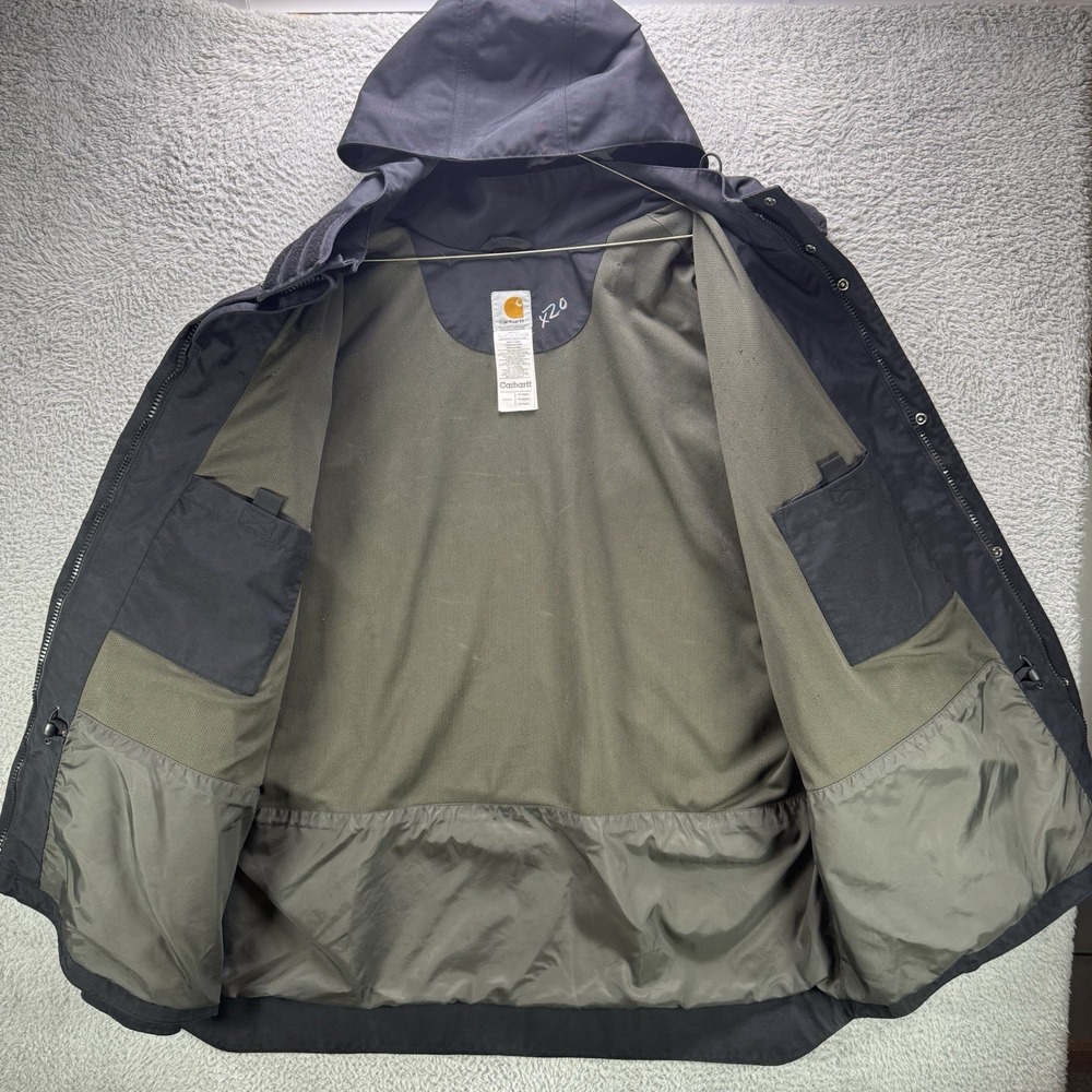 Carhartt Shoreline Coat Mens 2XL Black Waterproof Breathable Hooded Work Jacket - Picture 11 of 16
